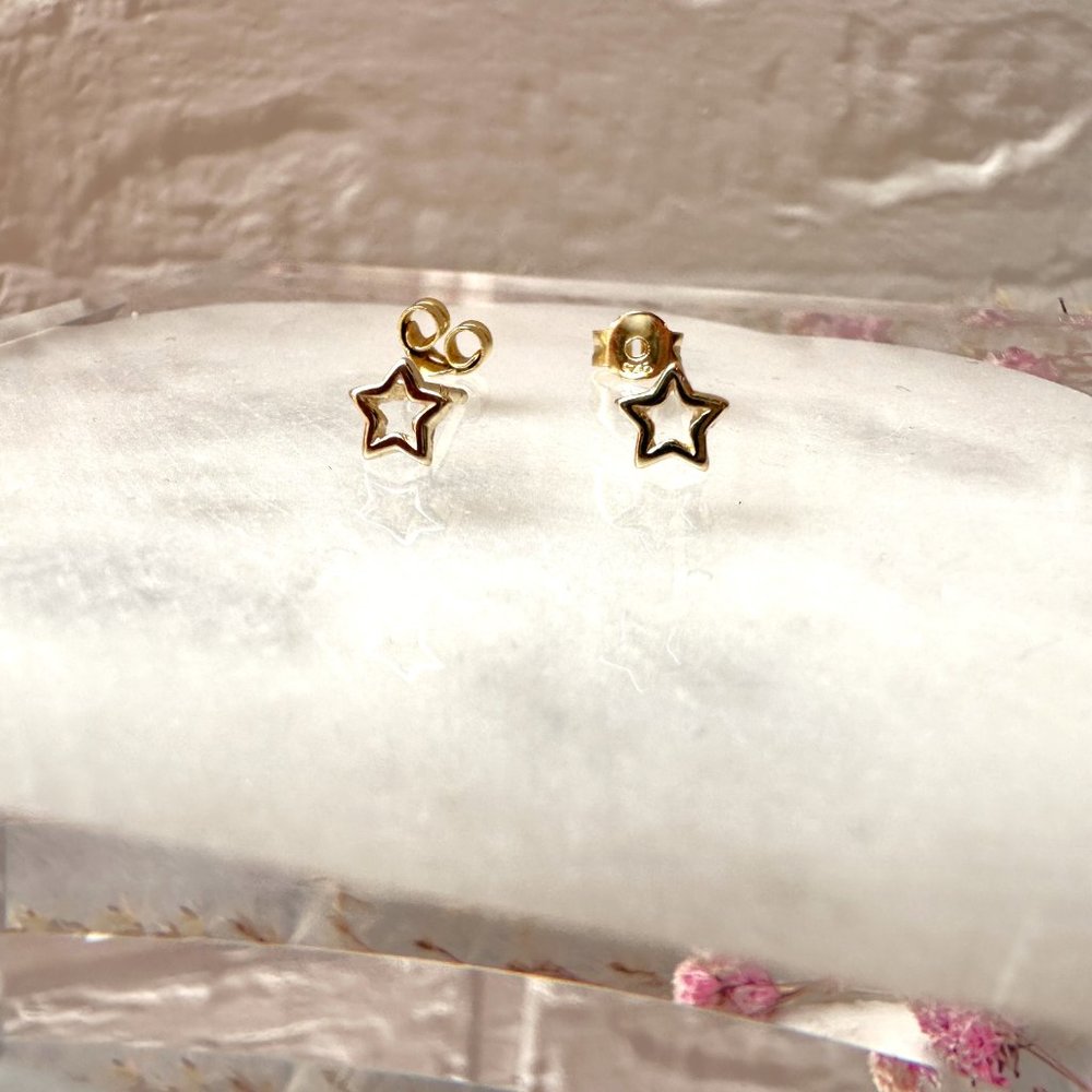 Mini Gold Star Stud Earrings | 14k Gold Plated Sterling Silver